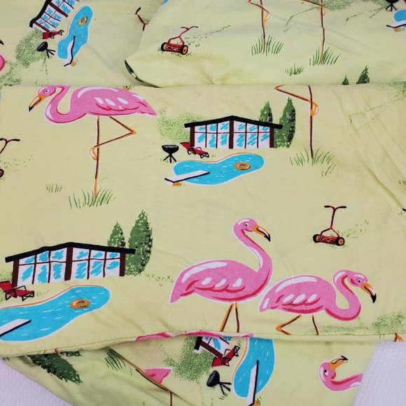 Nick & Nora Twin Sheet Set Poolside Flamingo Pool - Picture 2 of 3